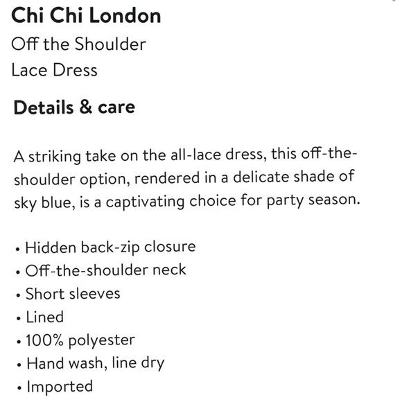 CHI CHI LONDON SKY BLUE GUIPURE FLORAL LACE OFF THE SHOULDER COCKTAIL DRESS - Picture 3 of 15